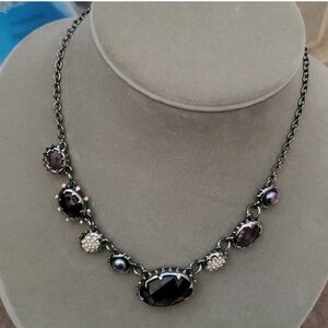 Alexis Bittar Silver Necklace - Sparkling Purple Jewels, Victorian Elegance